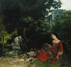 Kvinne med en krans; Femme a la Guirlande, 1856 av Gustave Courbet