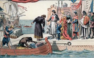 Syvende korstog: Kongen av Frankrike Ludvig IX som forlater Saint John of Acre til Israel