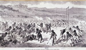 Et ballspill i Choctaws-indianerne - gravering av Gustave Doré av Gustave Dore