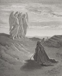 Abraham og de tre englene, illustrasjon fra Dores 