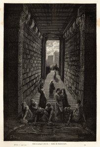 En antikk sisterne, fortsatt i bruk, i Merida. Gravering for å illustrere reisen til Spania av Gustave Dore (1832-1883) illustratør og baron Ch. Davillier-reaktor, i 1862, publisert i "Le tour du monde, nouveau journal des voyages", under ledelse av av Gustave Dore