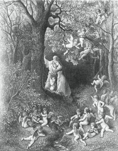 Angelica og Medoro, fra The Frenzy of Orlando av Gustave Dore