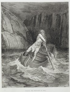 Charon, the Ferryman of Hell, fra The Divine Comedy (Inferno) av Dante Alighieri (1265-1321) gravert av Stephane Pannemaker (1847-1930) ca. 1868 av Gustave Dore