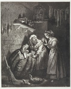 Askepotts gudmor og gresskaret, gravert av Heliodore Joseph Pisan (1822-90) ca. 1868 av Gustave Dore