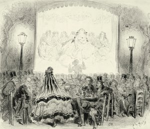 Kaffekonsertsal i Frankrike, av Paul Gustave Dore' (1832-1883), ca 1865, gravering. av Gustave Dore