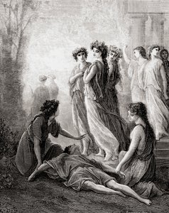 Daphnis et Alcimadure, fra en utgave av slutten av 1800-tallet av Fables de La Fontaine (tregravering)