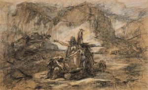 De tre heksene fra Shakespeares Macbeth av Gustave Dore