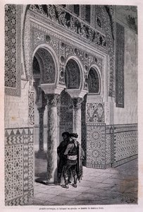 Detalj av arkaden til Alcazar i Sevilla - av Doré, i "" Tour du Monde"", 2. sem. 1866. av Gustave Dore