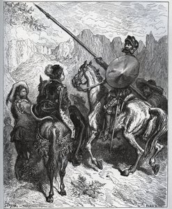Don Quixote godtar oppdraget foreslått av Dorothe-Princess of Micomicon - fra "Don Quixote de la Mancha" av Miguel Cervantes av Gustave Dore