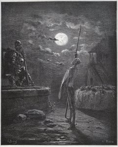 Don Quijote passer på armene hans - fra «Don Quixote de la Mancha» av Miguel Cervantes av Gustave Dore