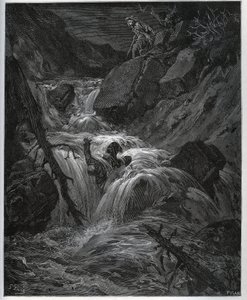 Dorothee, deguisee som en ung bonde, slipper løs sin lystne betjent - fra "" Don Quixote de la Mancha"" av Miguel Cervantes av Gustave Dore