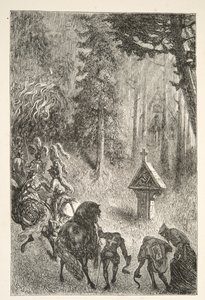 Escorting Guenever fra Cameliard, fra Stories of the Days of King Arthur av Charles Henry Hanson, pub.1898 av Gustave Dore