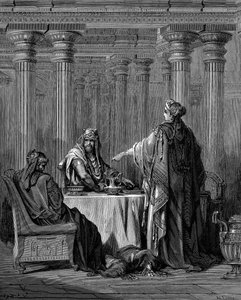Ester ca 450 f.Kr. før ektemannen kong Ahasverus Xerxes I av Persia, 1866 av Gustave Dore