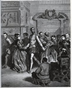Kveld organisert etter Don Antonio. Don Quixote oppdager uten å sette pris på dansens gleder - fra «Don Quixote de la Mancha» av Miguel Cervantes av Gustave Dore