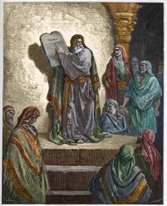 Ezra the Scribe reads the Law to the People - - engraving in “The Bible illustree” by Gustave Dore (1832-1883) - Engraving from “” The Dore Bible”” av Gustave Dore