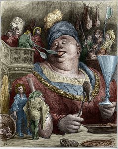 Gargantua karakter av romanene av Francois Rabelais (1494-1553), fransk forfatter. Illustrasjon av Gustave Dore (1832-1883). av Gustave Dore
