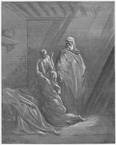 Gustave Dore Bibelen: Elias oppdrar sønnen til enken i Sarfat av Gustave Dore