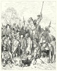 Gustave Dores Don Quijote: "I henhold til våpenloven skader dere dere virkelig ved å tenke dere selv krenket" (gravering) av Gustave Dore