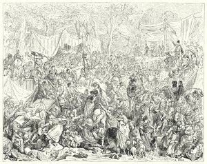 Gustave Dores Don Quijote: "Don Quijotes ankomst ved bryllupet til Camacho og Quiteria" (gravering) av Gustave Dore