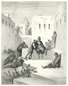 Gustave Dores Don Quijote: "Endelig bestemte jeg meg for å stole på en overløper fra Murcia, som hadde vist meg store bevis på sin vennlighet" (gravering) av Gustave Dore