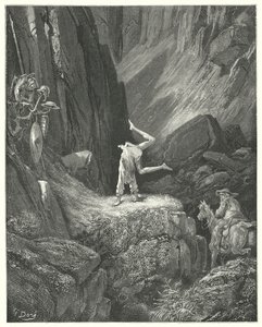 Gustave Dores Don Quijote: "Han ga to eller tre frisker i luften, og deretter kastet han på hendene og hentet hælene over hodet to ganger sammen" (gravering) av Gustave Dore