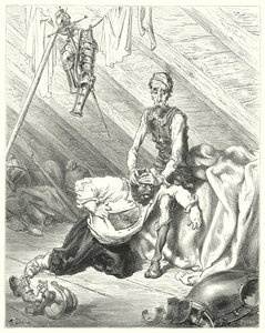 Gustave Dores Don Quijote: "Han trodde virkelig at hans siste time var kommet" (gravering) av Gustave Dore