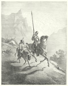 Gustave Dores Don Quijote: "Det var ennå tidlig på morgenen, da solstrålene ikke viste seg så støtende" (gravering) av Gustave Dore