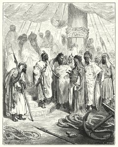 Gustave Dores Don Quijote: "De kuttet hodet av ham og brakte det til den tyrkiske generalen" (gravering) av Gustave Dore