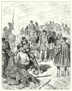 Gustave Dores Don Quijote: "De fant ham blek og kaldsvette" (gravering) av Gustave Dore