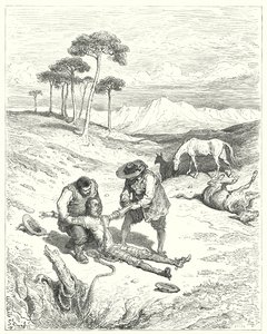 Gustave Dores Don Quijote: "De fant ut at øynene hans var lukket, som om han hadde sovnet" (gravering) av Gustave Dore
