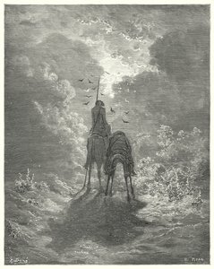 Gustave Dores Don Quijote: "Vi sov så godt som om vi hadde fire fjærsenger under oss" (gravering) av Gustave Dore
