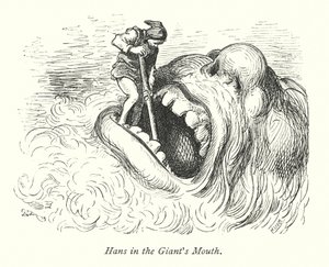 Hans i kjempens munn (gravering) av Gustave Dore