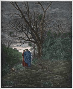 Inferno, Canto 1: Hun-ulven dukker opp, illustrasjon fra "The Divine Comedy" av Dante Alighieri, 1885 av Gustave Dore