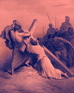 Jesus faller under korset - Bibelen av Gustave Dore