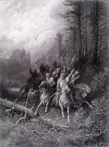 King Arthur in the Broceliande Forest (Cycle of the Knights of the Round Table) - i "" Viviane"" av Alfred Tennyson, illustrasjon av G. Doré av Gustave Dore