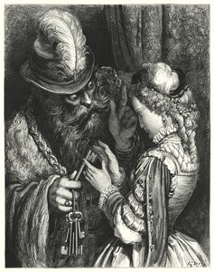 Det blå skjegget; Blått skjegg (gravering) av Gustave Dore