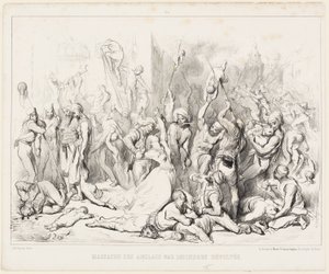 Massakren på engelskmennene av revolterende hinduer av Gustave Dore