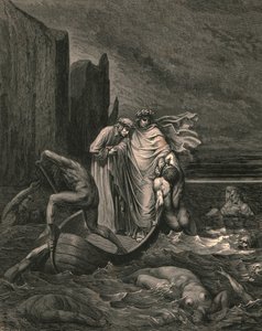 Læreren min vismann klar over, støt ham tilbake, c1890. av Gustave Dore