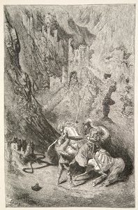 På vei til det grønne kapellet, fra Stories of the Days of King Arthur av Charles Henry Hanson, pub.1898 av Gustave Dore
