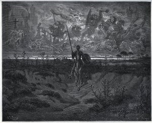 På denne reisen snakket vår splitter nye eventyrer til seg selv - fra «Don Quixote de la Mancha» av Miguel Cervantes av Gustave Dore