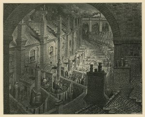Over London med tog av Gustave Dore