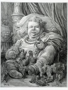 Pantagruel omgir kyr - i "" Gargantua"" av Rabelais, ill. Gustave Dore av Gustave Dore