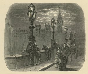 Folk og vogner på Westminster Bridge av Gustave Dore