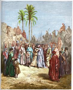 Forsoning mellom Jakob og Esau - Forsoning mellom Jakob og Esau Genese, XXXIII, 4 - - Gravering fra "" The Bible illustree" av Gustave Dore (1832-1883) - Gravering fra "" The Dore Bible"" av Gustave Dore