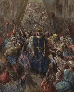 Saint Louis tatt til fange i Mansoura, under det 7. korstoget i 1250 - kong Louis IX (1214-70) fange i Egypt - gravering av Gustave Dore - fra History of the Crusades av Joseph-Francois Michaud av Gustave Dore