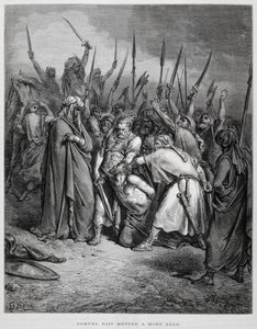 Samuel dreper Agag, illustrasjon fra Dore-bibelen av Gustave Dore