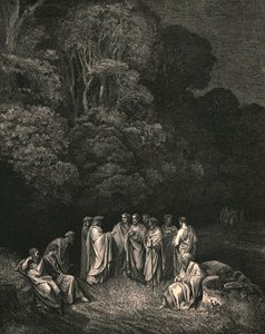 Så jeg så forent den lyse skolen til ham, monarken for den sublime sangen, c1890. av Gustave Dore