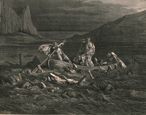 Så snart begge la om bord og kuttet bølgene, ca 1890. av Gustave Dore