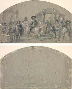 Gatescene (rekto); Skisser (verso) av Gustave Dore