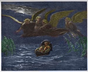 The Child Moses on the Nile surrounded by the Guardian Angels - av Gustave Dore